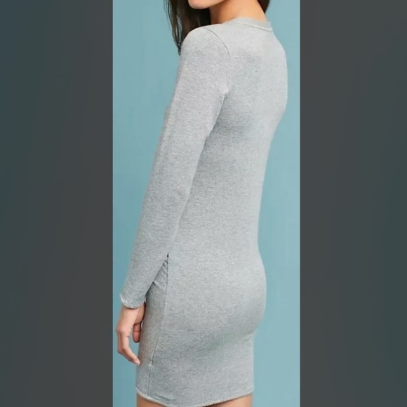 NWT Anthropologie Stateside Fleece Twist Front Mini Dress in Grey - Picture 2 of 7